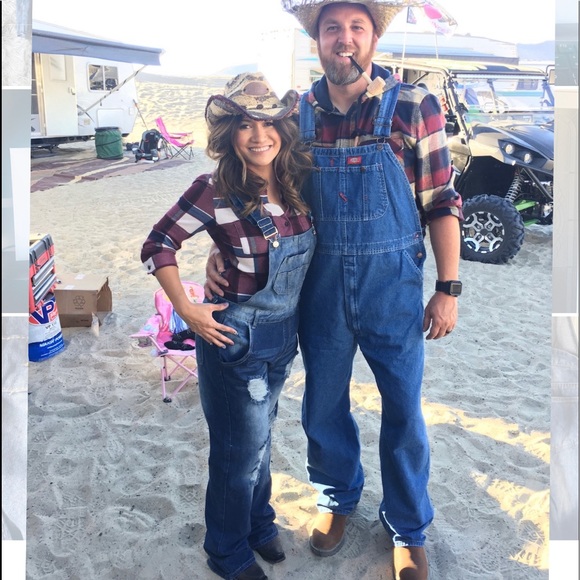 Distressed jean overalls - Picture 6 of 6